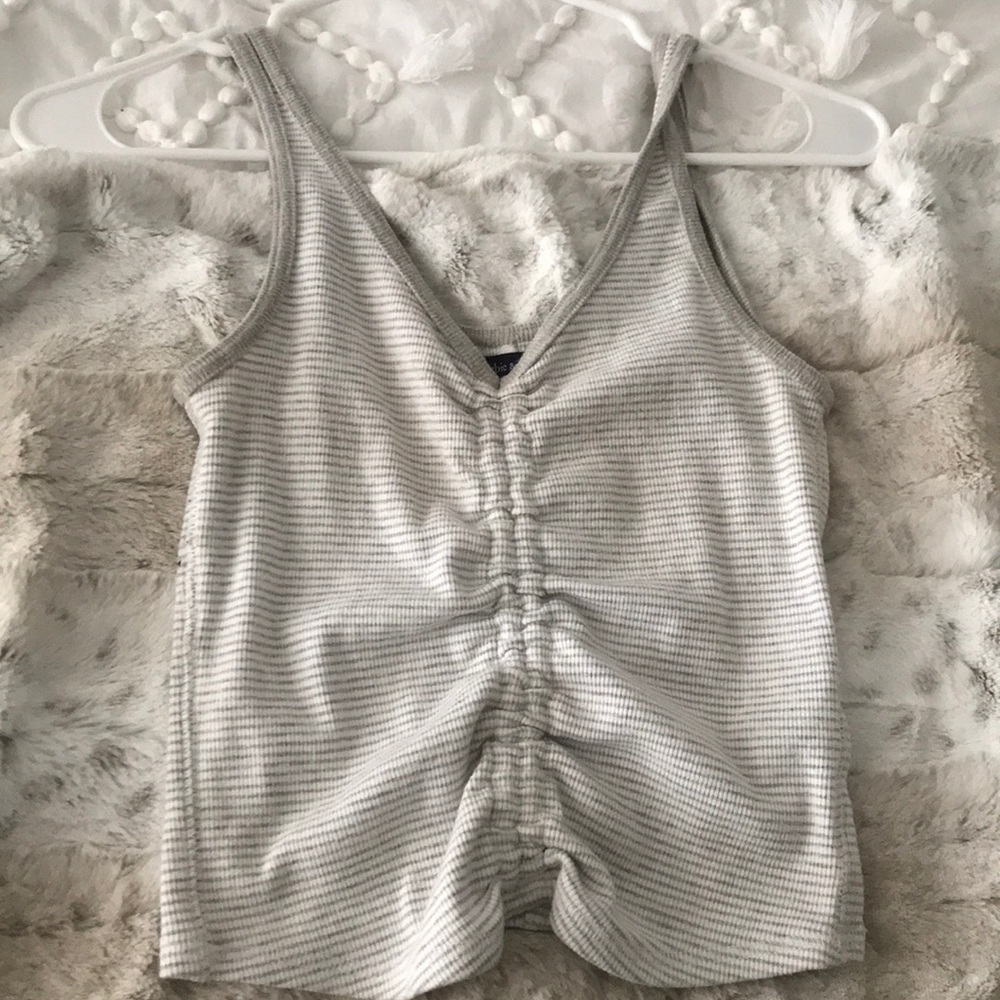 Grey and white striped tank top